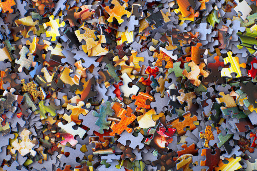 pieces of a colourful jigsaw puzzle