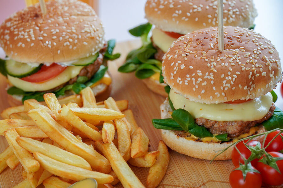 Burgers and chips