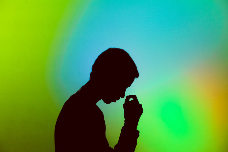 Silhouette of a depressed person
