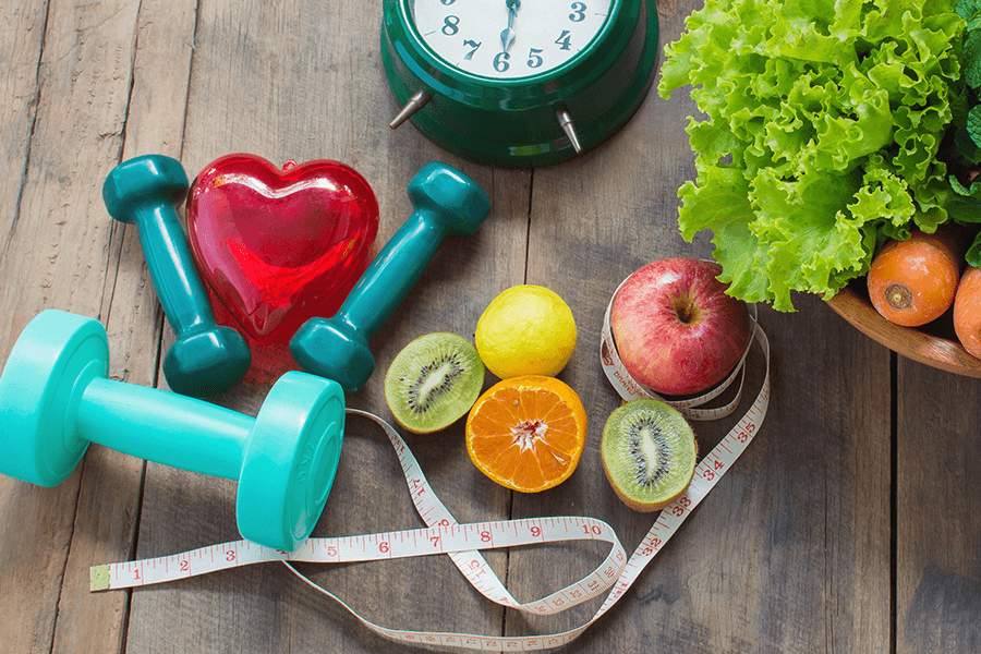 Exercise weights and fruit and vegetables
