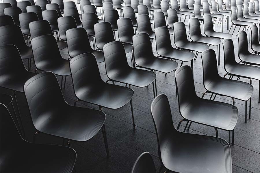 Chairs in rows at a conference