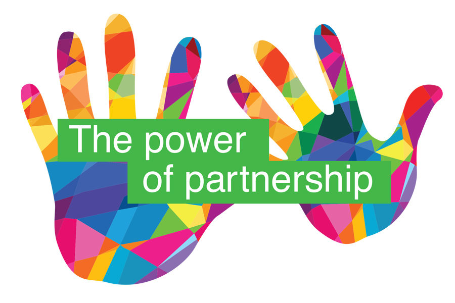 colourful hands with "The power of partnership" tagline