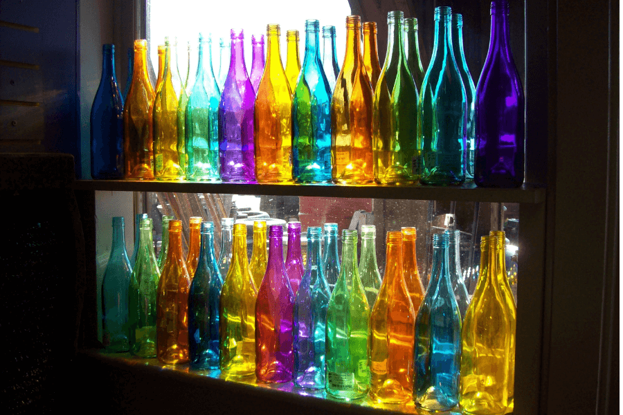colourful glass bottles