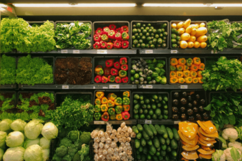 supermarket shelves lettuce vegetables