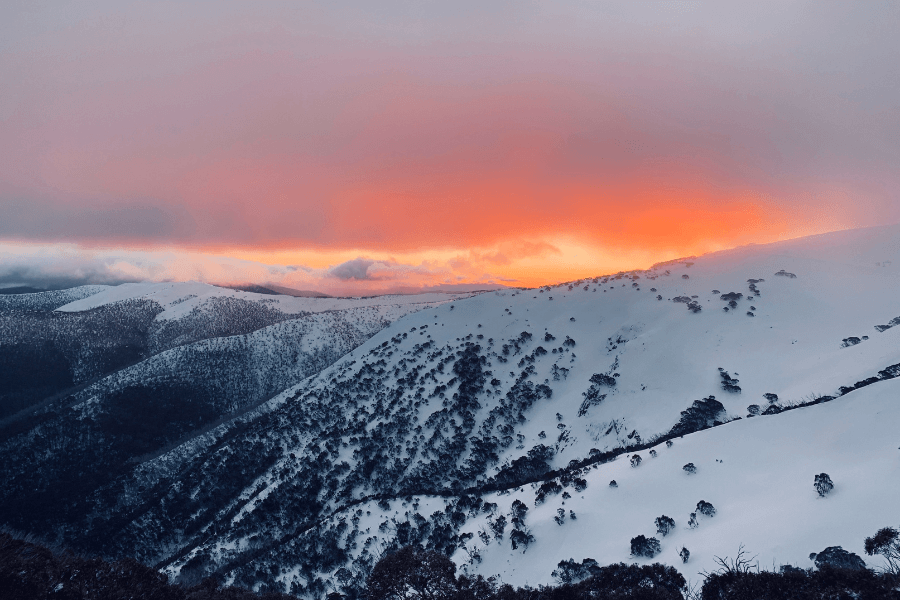 Snowy sunset Mount Hotham