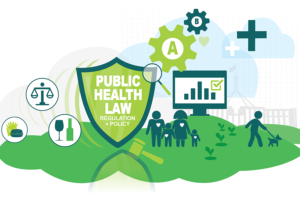 Illustration showing Public Health Law Policy and Regulation as preventive for the community