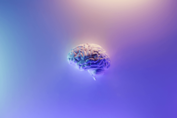 3D render of a brain against purple background