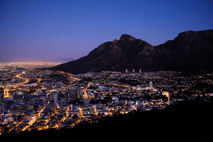 Cape Town, South Africa, by night