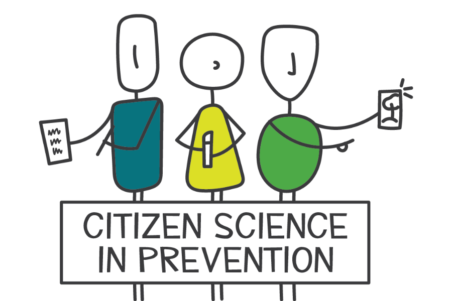 Illustration of figures representing Citizen Science in Prevention