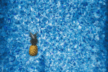A pineapple in a pool