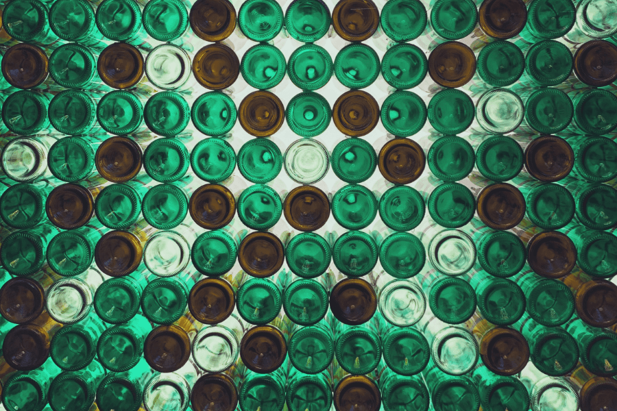 Green brown and while glass bottle bottoms pattern