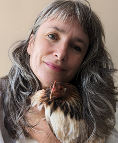 Head shots of Dr Gretchen Miller and Miss Molly (chicken)